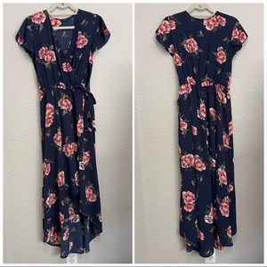 Scobe Blue Floral Hi Low Summer Dress Medium